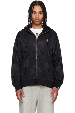 BAPE Black Solid Camo Jacquard One Point Zip Hoodie