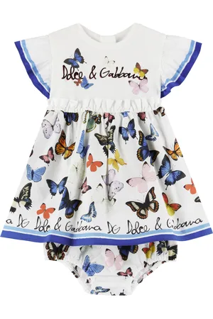 Dolce & Gabbana Baby Multicolor Butterfly-Print Dress & Bloomers Set