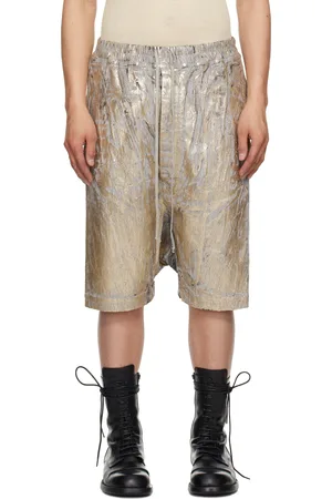 Rick Owens Gold Hollywood Drawstring Pods Denim Shorts
