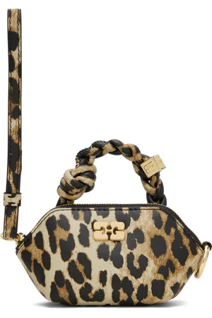 Ganni Brown Leopard Nano Bou Bag