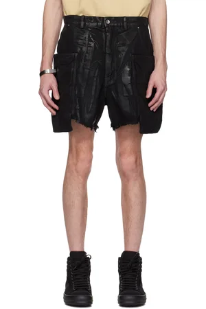 Rick Owens Black Hollywood Stefan Denim Cargo Shorts