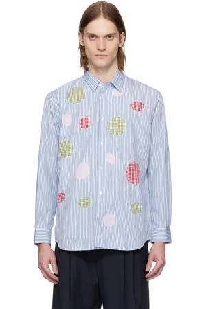 Comme des Garçons Blue Yarn Dyed Cotton Stripe Poplin & Check Shirt
