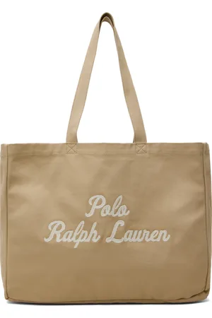 Ralph Lauren Beige Embroidered Canvas Tote