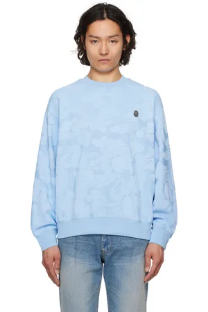 BAPE Blue Solid Camo Jacquard One Point Crewneck Sweatshirt