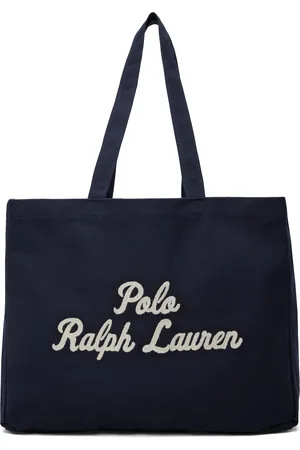 Ralph Lauren Navy Embroidered Canvas Tote