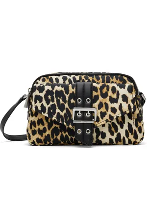Ganni Brown Leopard Nylon Bucky Camera Bag