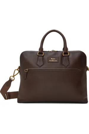 Ralph Lauren Brown Pebble Leather Commuter Briefcase