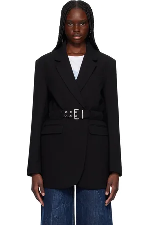 Ganni Black Bonded Crepe Blazer