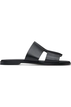 HUGO BOSS Black Buffed Leather Sandals