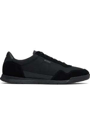 HUGO BOSS Black Mixed-Material Lace-Up Sneakers