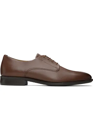 HUGO BOSS Brown Leather Signature Trims Derbys