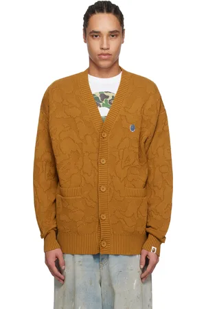 BAPE Brown Solid Camo Jacquard One Point Cardigan