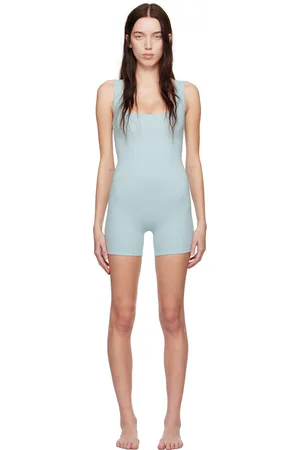 SKIMS Blue Cotton Rib Onesie Romper