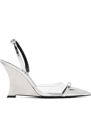 VERSACE Silver Gianni Ribbon Metallic Wedge 95mm Heels