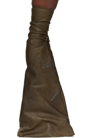 Rick Owens Khaki Porterville Cargowedge Boots
