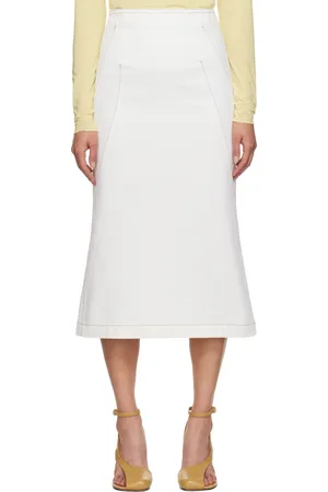DRIES VAN NOTEN White Denim Maxi Skirt