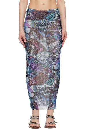 Jean Paul Gaultier Blue Butterfly Maxi Skirt