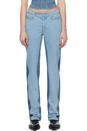MUGLER Blue Bi-Tone Straight Leg Jeans