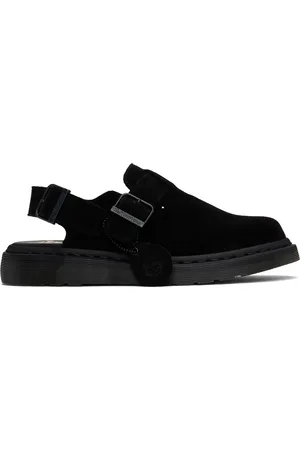 Dr. Martens Black Jorge Made In England Suede Slingback Mules