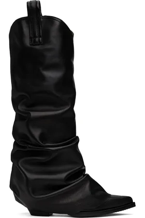 R13 Black Mid Cowboy Sleeve Boots