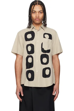 Fumito Ganryu Beige Pattern Patchwork Linen Shirt