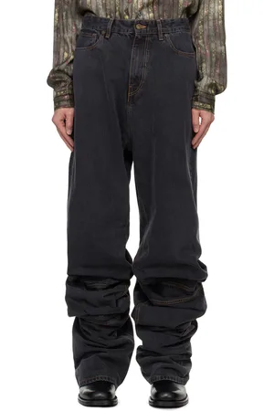 Y / PROJECT Black Draped Cuff Jeans
