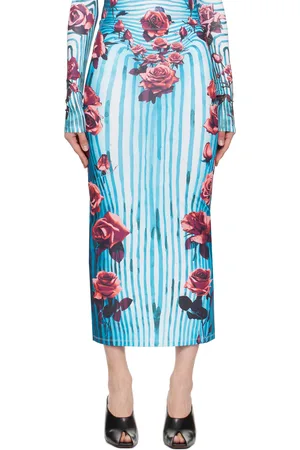 Jean Paul Gaultier Blue & Red Flower Body Morphing Maxi Skirt