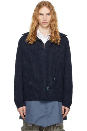 Maison Margiela Navy Summer Shetland Knit Sweatshirt
