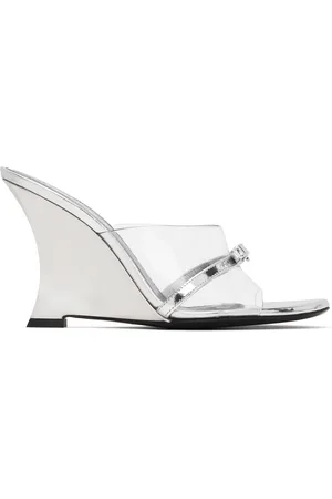 VERSACE Silver Gianni Ribbon Wedge 95mm Mules