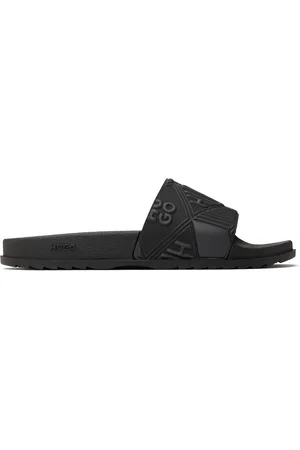 HUGO BOSS Black Italian-Made Mixed Logos Pool Slides