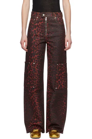 Ganni Red Foil Andi Cargo Jeans