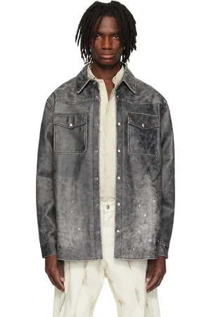 Kusikohc Printed Leather Shirt Jacket