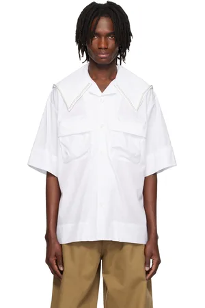 Simone Rocha White Cargo Flap Pocket Sailor Collar Shirt