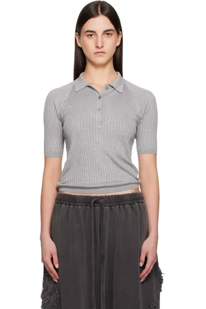 Acne Studios Gray Silk Polo