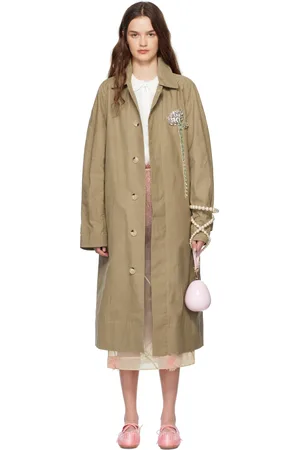 Simone Rocha Beige Embellished Carnation Car Coat