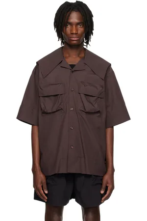 Simone Rocha Brown Cargo Flap Pocket Sailor Collar Shirt
