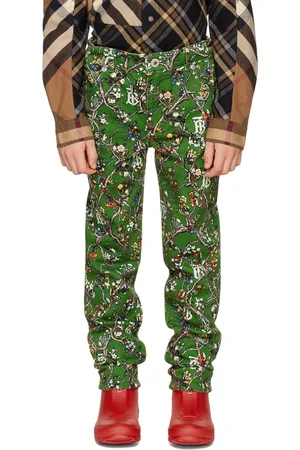Burberry Kids Green Monogram Jeans