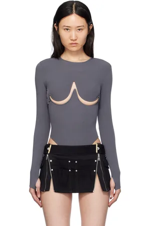 DION LEE Gray Double Underwire Bodysuit
