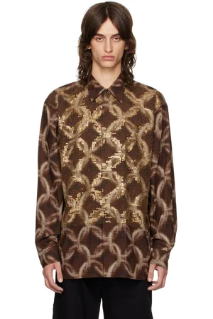 DRIES VAN NOTEN Brown Beaded Shirt