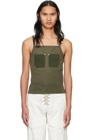 DION LEE Khaki Rivet Pocket Tank Top
