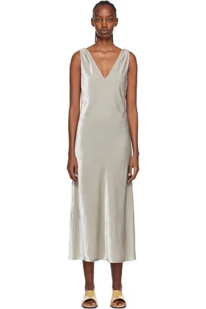 Vince Gray Ruched Midi Dress