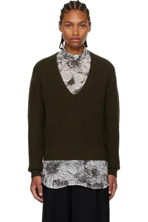 DRIES VAN NOTEN Khaki V-Neck Sweater