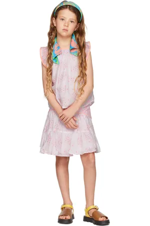 Chloé Kids Pink Floral Ruffle Tank Top