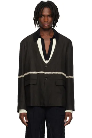 Kartik Research Brown Collarless Blazer