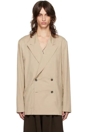 DRIES VAN NOTEN Beige Peaked Lapel Blazer
