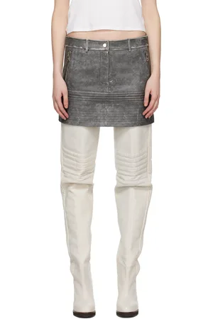 Wynn Hamlyn Gray Zip Leather Miniskirt
