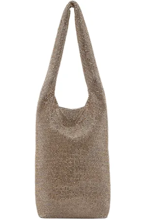 KARA Beige Crystal Mesh Wine Cooler Bag