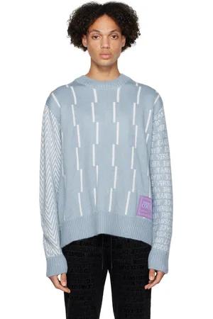 VERSACE Blue Piece Number Sweater