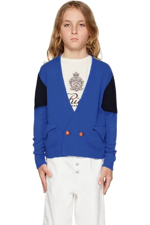 Ligne Noire Kids Blue & Yellow Buttons Cardigan