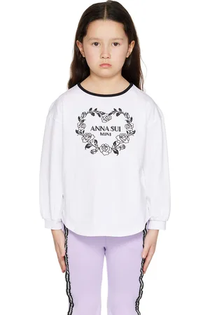 Anna Sui Kids White Embroidered Long Sleeve T-Shirt